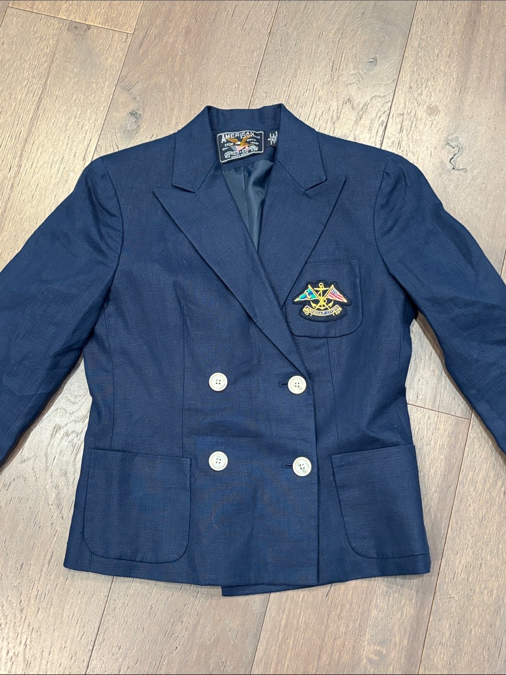 American Living Navy Blazer with Embroidered Crest
